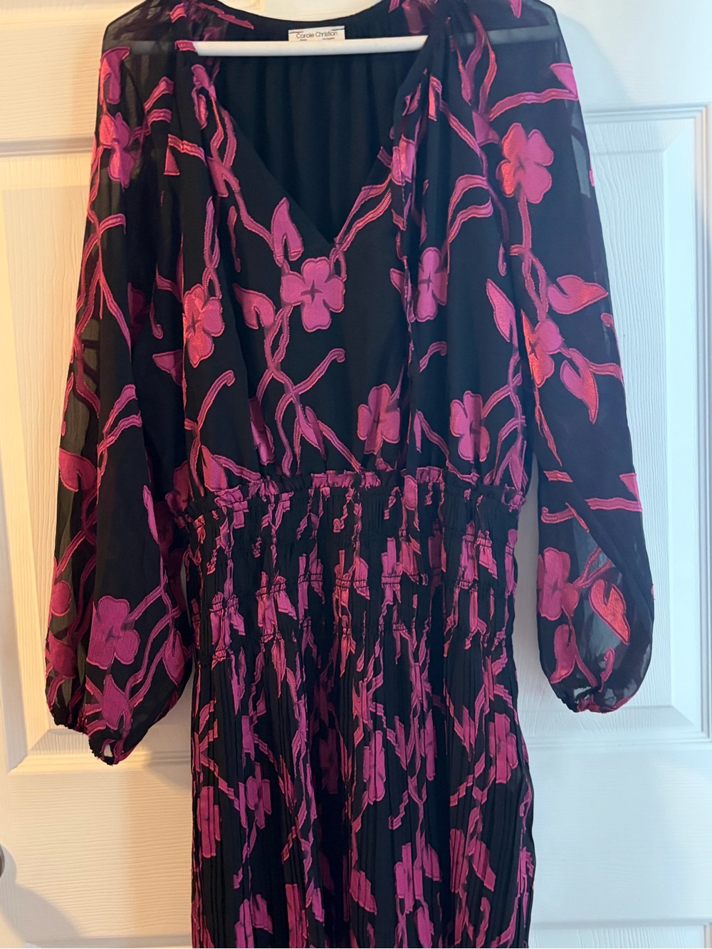 Charter Club Black Dress with Fuchsia Floral Print
